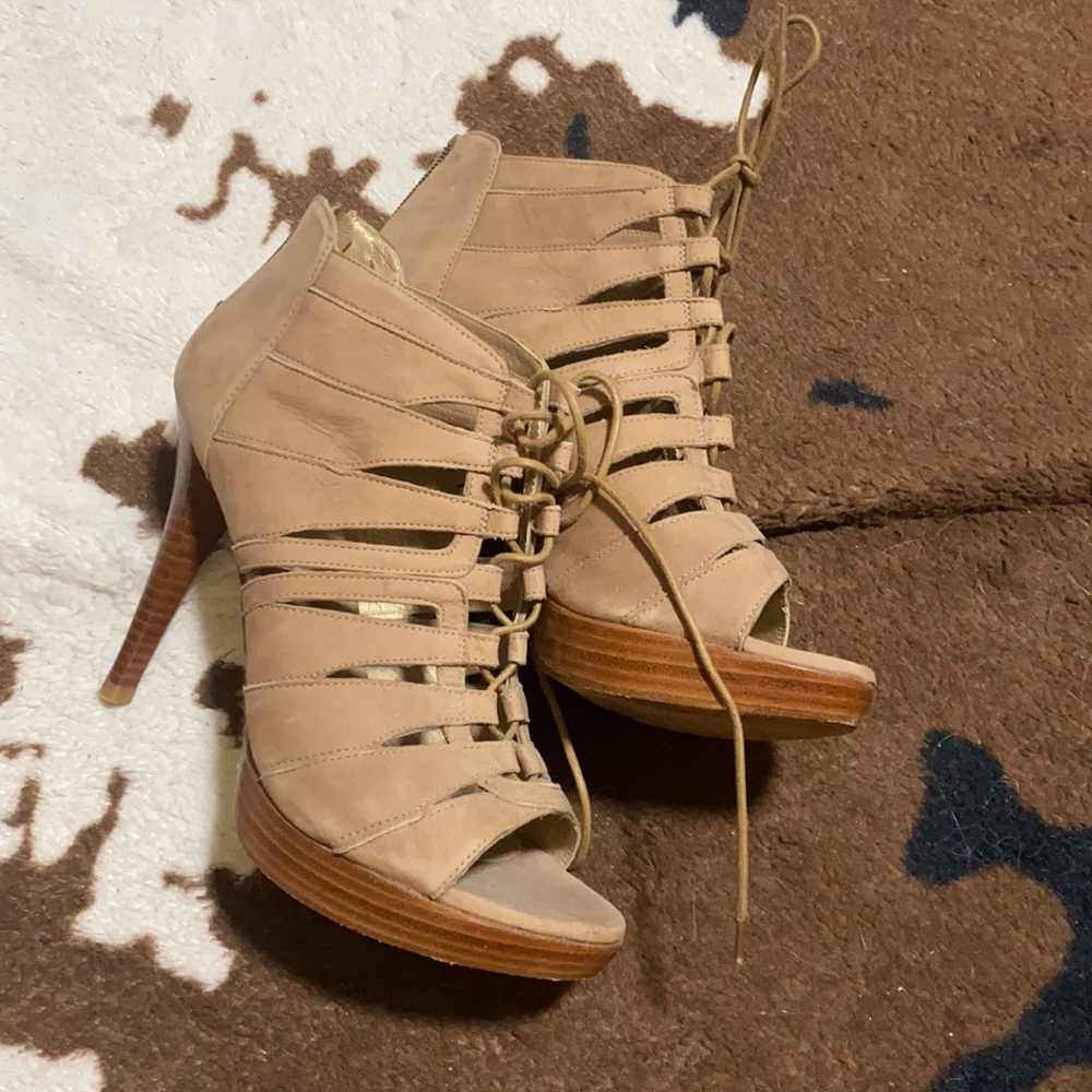 Stuart Weitzman Lace Up Caged Open Toe Stilettos - image 2